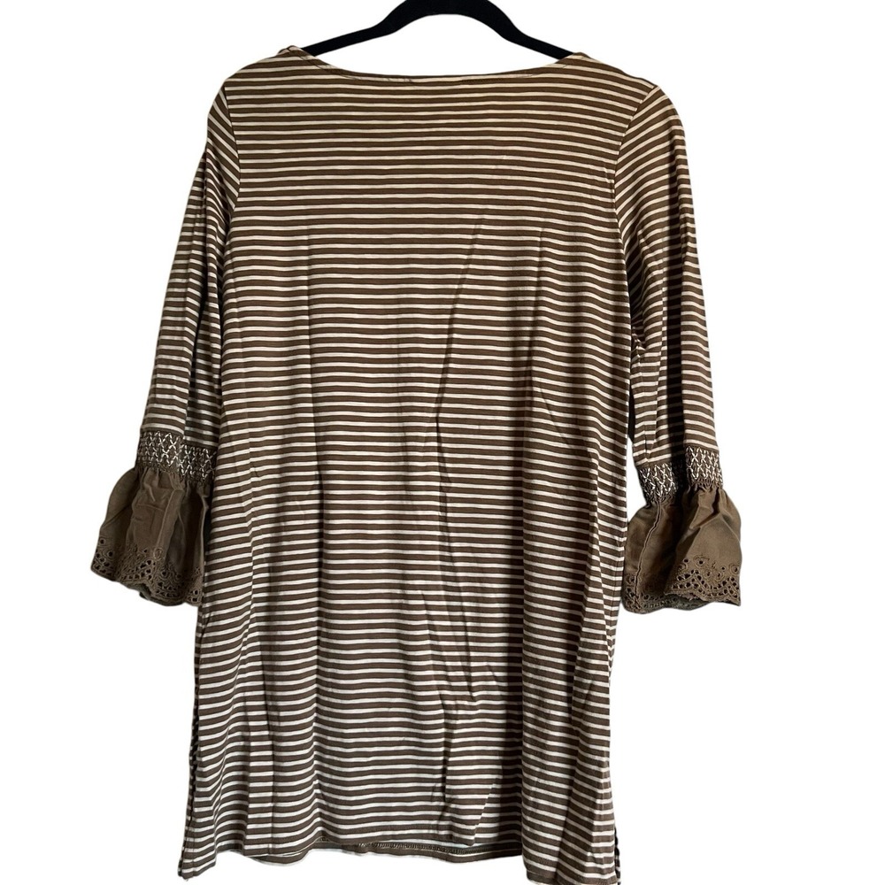 J.Jill Wearever Striped Bell Sleeve Tunic Top Womens S Boho Cottagecore Artisan - Picture 10 of 11